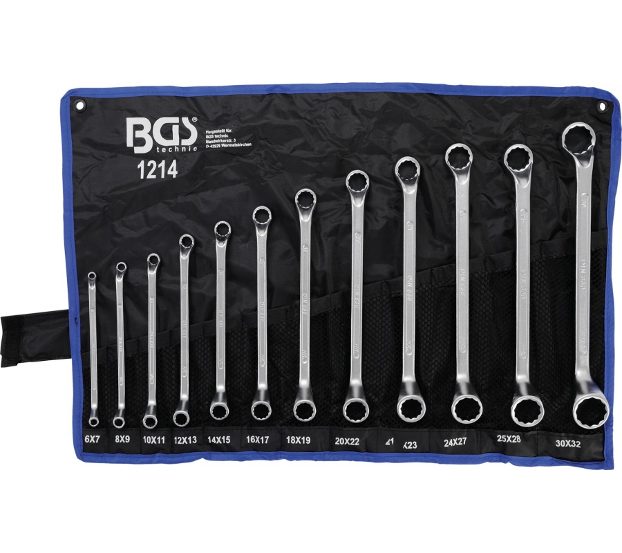 Double Ring Spanner Set | offset | 6x7 - 30x32 mm | 12 pcs. (1214)