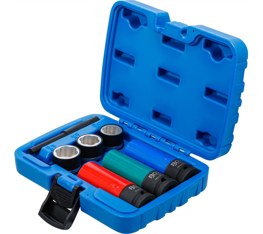 Twist Socket Set (Spiral Profile) / Screw Extractor & Impact Socket Set | 12.5 mm (1/2") Drive | 17 / 19 / 21 mm | 7 pcs. (7510)