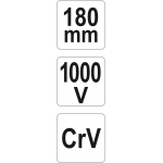 Replės aukštos įtampos laidams šoninio kirpimo 180mm, VDE 1000V (YT-21159)