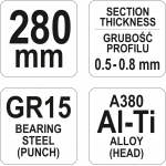 Replės profilių sujungimams / skylėms | 280 mm (YT-51311)