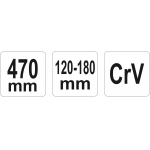 Raktas užmetamas šarnyrinis Cr-V, 120-180 mm (YT-01674)