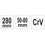 Raktas užmetamas su varžtu Cr-V, 50-80 mm (YT-01677)