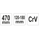 Raktas užmetamas su varžtu Cr-V, 120-180 mm (YT-01679)