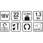 Akumuliatorinis smūginis gręžtuvas / suktukas 18V +2 X AKUM. 1,3AH LI-ION (78972)
