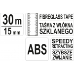 Matavimo juosta stiklo pluošto | 30 m X 15 mm geodezinė (YT-71540)
