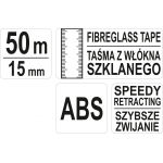 Matavimo juosta stiklo pluošto | 50 m X 15 mm geodezinė (YT-71541)