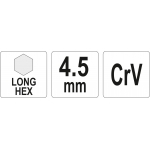 L tipo raktas | ilgas | hex šešiakampis | 4,5 mm (YT-05435)