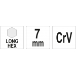 L tipo raktas | ilgas | hex šešiakampis | 7,0 mm (YT-05439)