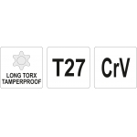 L tipo raktas | ilgas tipas | T-Star (su skyle) (Torx) T27 (YT-05518)