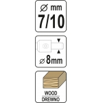 Grąžtas/freza medžiui | baldų varžtams | 7-10 mm (YT-33023)