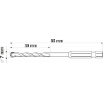 Grąžtas universalus su Hex 6.3 mm (1/4") galu | 7.0 mm (YT-44784)