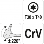 Raktas šarnyrinis dvipusis | T-Star (Torx) T30XT40 (YT-05313)