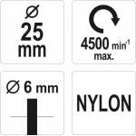 Šepetys teptuko tipo su kotu | Nailonas | 25 mm (YT-47780)
