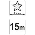 Valas žolei trimeriams | penkiakampis  / Star | 2.4 mm x 15 m (89424)