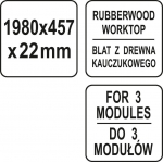 RUBBER WOOD WORK TOP LONG | 1980 X 457 X 25 mm (YT-08939)