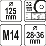 Pjovimo apsauga nuo dulkių | M14 | 125 mm (YT-82986)