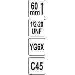 Universali gręžimo karūna | TCT | 1/2"-20UNF | 16 mm (YT-43970)