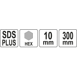 Ilgintuvas gręžimo karūnai TCT | SDS plus | 10 mm Hex (YT-43993)