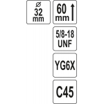 Universali gręžimo karūna | TCT | 5/8"-18UNF | 38 mm (YT-43975)