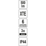 Очень легкий и функциональный налобный фонарь | 500LM / 70 m | 3XAAA, IP44 (YT-08595)