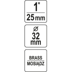 Antgalis žalvarinis / sriegis 25 mm (1") | sodo siurblių pajungimui (YT-85395)