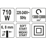 Universali frezavimo mašinėlė | 6 mm / 8 mm | 710W (YT-82390)