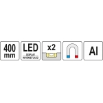 Gulsčiukas skaitmeninis su LED | aliuminis | 400 mm (YT-30397)