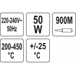 Lituoklis | 900 mm antgalis | 200-450C | 50W (YT-82700)