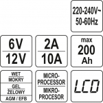 Pakrovėjas 6 V ir 12 V akumuliatorių įkrovimui | 6V/2A, 12V/10A (YT-83002)