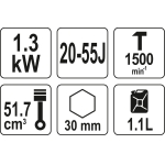 Benzininis griovimo plaktukas | 55J | HEX 30 mm (YT-82007)