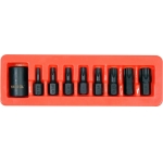 Smūginiai antgaliai | 12,5 mm (1/2") | T-Star (Torx) T30 - T70 | 9 vnt (YT-10664)