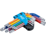 L tipo raktų rinkinys | spalvoti | trumpi | T-Star su skylutėm (Torx) T10 - T50 | 9 vnt. (74460B)