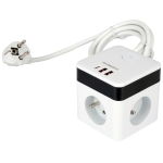 Maitinimo laidas/ilgintuvas su įžeminimu kubo formos | 5 lizdai + USB | 1,0 mm2 | 1.4 m (72480)
