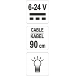 Automobilinis įtampos testeris | kabelio ilgis 90 cm | 6-24V (YT-2865)