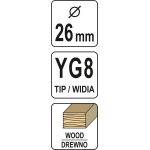 Grąžtas/freza medžiui | 26 mm (YT-33010)