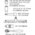 Įrankių rinkinys į su padėklu į spintelę |  6.3 mm (1/4") | 25 vnt. (YT-5541)