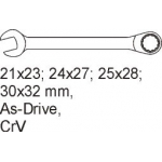 Įrankių rinkinys į vežimėlius-kilpiniai raktai 21-32 mm, 4vnt. (YT-5543)