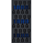 Smūginių antgalių rinkinys | torx/hex/spline | 12,5 mm (1/2") | su dėklu | 24 vnt. (74514)