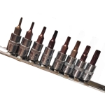 Galvučių su antgaliu rinkinys 1/4" (T-8-T-40)(torx) 8vnt. (KRKDP03)