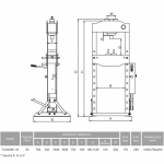 Hydraulic shop press with gauge 30t (foot pump) (TL0500BF30)