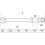 Kombinuotas raktas su terkšle | dvigubas šarnyras | 8 mm (6168)