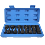 1/2" Prailgintų smūginių galvučių su antgaliais rinkinys (HEX) 10vnt. (MHR10134)